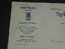 Curnonsky - Lettre Autographe Sign&eacute;e de 1934 : Prince des Gastronomes &agrave; Meymac. Curnonsky