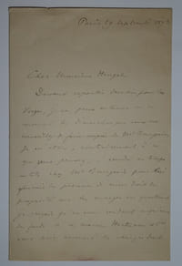 CAHEN Albert - LETTRE AUTOGRAPHE SIGNÉE, PARIS, SEPTEMBRE 1873
