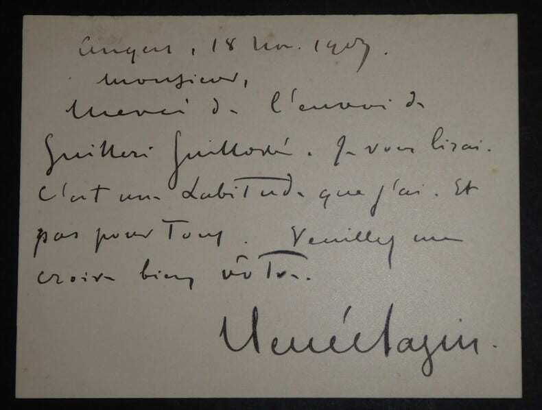 BAZIN Ren&eacute; - LETTRE AUTOGRAPHE SIGNEE, ANGERS 1903. Ren&eacute; Bazin
