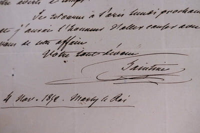 Lettre autographe signée de Joseph-Xavier BONIFACE dit SAINTINE, 4 novembre 1842