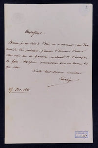 Joseph-Xavier BONIFACE dit SAINTINE - LETTRE AUTOGRAPHE SIGNÉE, 1841