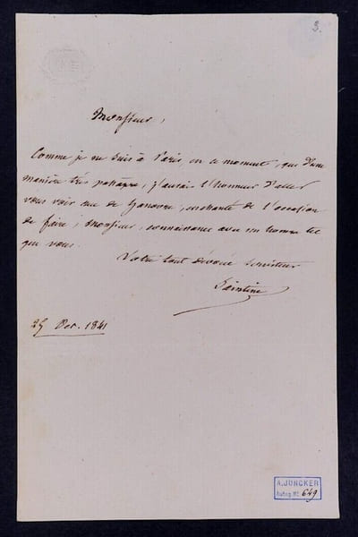 Joseph-Xavier BONIFACE dit SAINTINE - LETTRE AUTOGRAPHE SIGN&Eacute;E, 1841. Joseph-Xavier BONIFACE dit SAINTINE