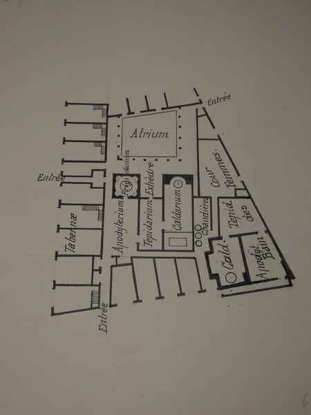 Plan des anciens bains de Pomp&eacute;i - Dessin original sign&eacute;. Louis Henri Laffill&eacute;e