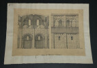 Trav&eacute;e de l'&eacute;glise de Berni&egrave;res - &Eacute;l&eacute;vation int&eacute;rieure et ext&eacute;rieure (XIIe si&egrave;cle) - Dessin original sign&eacute;. Louis Henri Laffill&eacute;e