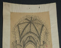 Dessin original sign&eacute; - Coupe transversale sur l'&eacute;glise de Saint-Avit-S&eacute;nieur. Louis Henri Laffill&eacute;e