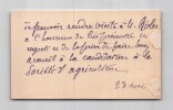 L&eacute;on Guignard - Carte de visite autographe &agrave; Mr Risler - Soci&eacute;t&eacute; d'Agriculture. L&eacute;on Guignard