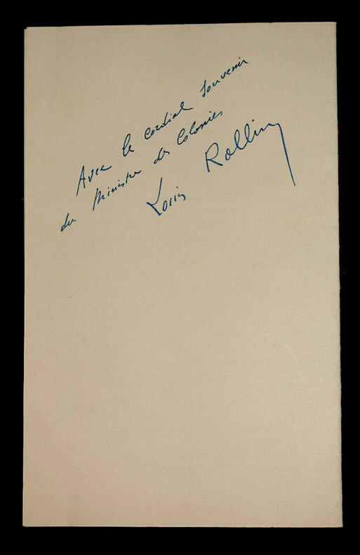ROLLIN Louis - BILLET AUTOGRAPHE SIGNEE SUR CARTE DES COLONIES FRANCAISES. Louis Rollin