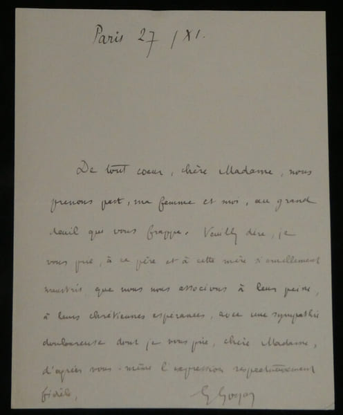Georges Goyau - Lettre autographe sign&eacute;e de compassion suite &agrave; un deuil 1 page. Georges Goyau
