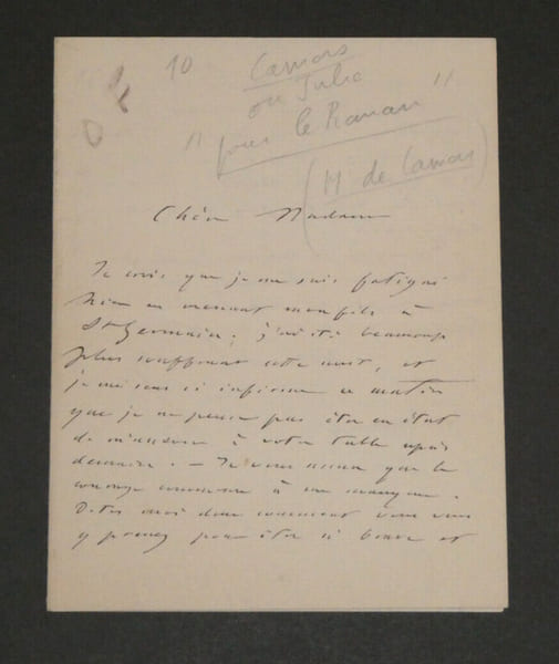 Octave Feuillet - Lettre autographe sign&eacute;e - Paris. Octave Feuillet