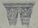 Dessin original sign&eacute; — Chapiteaux jumel&eacute;s du clo&icirc;tre de Saint-Trophime d'Arles XII&egrave;me — Encre vers 1930. Henri Laffill&eacute;e (Louis Henri Laffill&eacute;e)