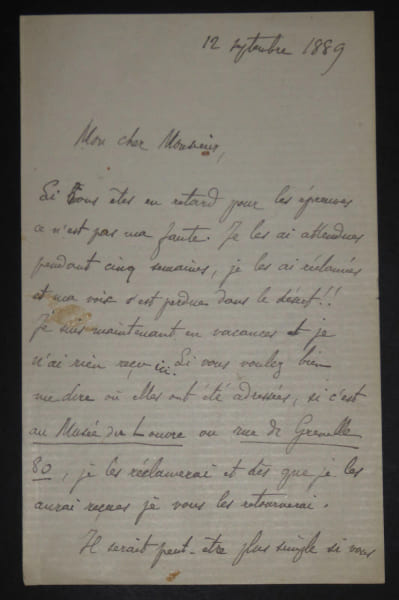 VILLEFOSSE Antoine H&eacute;ron de - LETTRE et AUTOGRAPHE SIGNEE, SEINE ET MARNE, 1889. Antoine H&eacute;ron de Villefosse