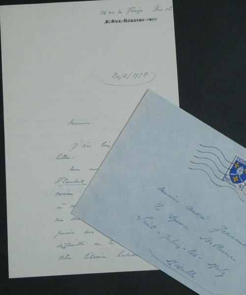 Alfred COLLING - LETTRE AUTOGRAPHE SIGN&Eacute;E, ouvrage sur Gustave Flaubert, 1958. Alfred Colling