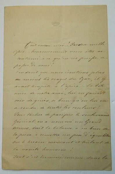 LETTRE AUTOGRAPHE SIGN&Eacute;E. Marie Louise de Riquet de Caraman Chimay