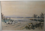 Aquarelle encadr&eacute;e et sign&eacute;e - Paysage de Brenne - Jean ROSSET. Jean ROSSET