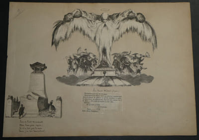 Dessin au crayon Singe par Félix Deslandes au Château de Rassay, Génillé, 1818
