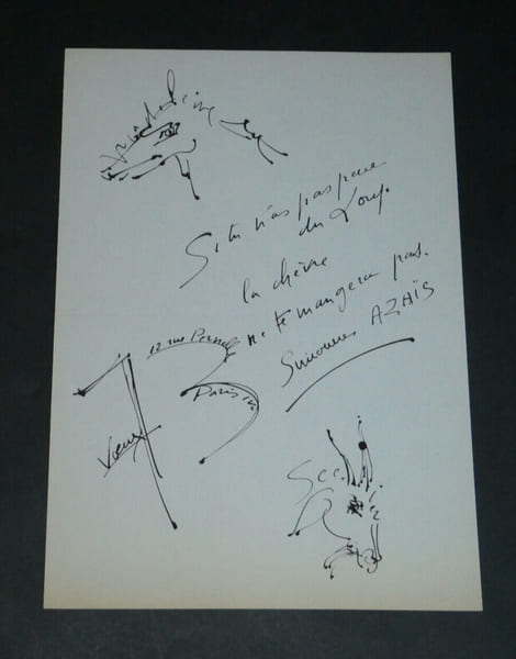 Simmone AZA&Iuml;S - PO&Eacute;TESSE &Eacute;ROTIQUE - TR&Egrave;S RARE AUTOGRAPHE SIGN&Eacute; ET DESSINS - 1973. Simmone Michel Aza&iuml;s