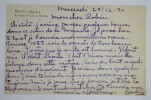 JOUBIN Georges - CARTE POSTALE AUTOGRAPHE SIGN&Eacute;E &Agrave; Louis ROBIN, DUCEY 1954. Georges Joubin