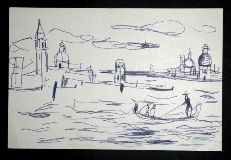 CARTE AUTOGRAPHE ILLUSTR&Eacute;E ET SIGN&Eacute;E, dessin original, 1968. GIRESSE Monique