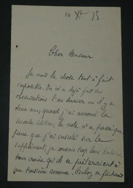 Georges PERROT, Arch&eacute;ologue - LETTRE AUTOGRAPHE SIGN&Eacute;E, 1875. Georges PERROT