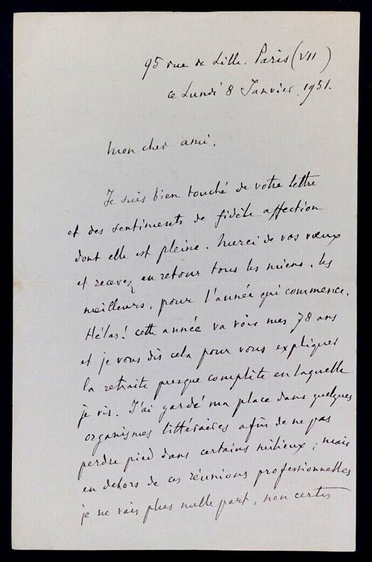 Andr&eacute; FOULON DE VAULX, Po&egrave;te - LETTRE AUTOGRAPHE SIGN&Eacute;E, Paris, 1951. Andr&eacute; FOULON DE VAULX