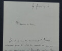 Ren&eacute; MARTINEAU, Biographe - LETTRE AUTOGRAPHE SIGN&Eacute;E, 1914. Ren&eacute; MARTINEAU