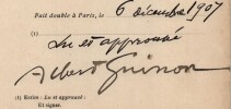 Pouvoir sign&eacute; par Albert Guinon – Collection coh&eacute;rente de 50 auteurs & musiciens. Albert Guinon