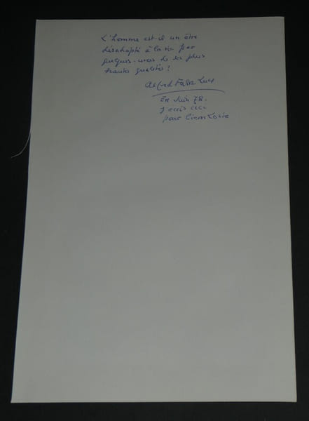 Alfred FABRE-LUCE Pens&eacute;e autographe sign&eacute;e en 1978 1 page. Alfred FABRE-LUCE