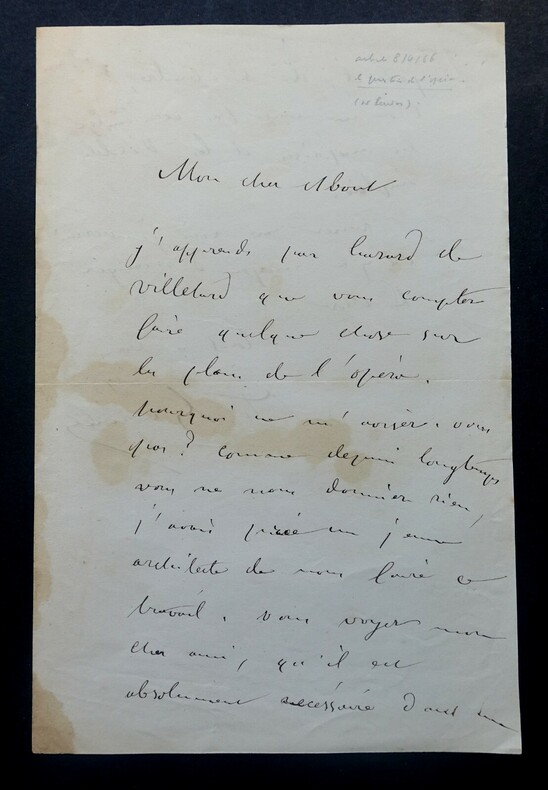 LETTRE AUTOGRAPHE SIGN&Eacute;E &Agrave; Edmond ABOUT. GUEROULT Adolphe Georges