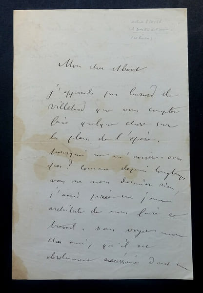 LETTRE AUTOGRAPHE SIGN&Eacute;E &Agrave; Edmond ABOUT. GUEROULT Adolphe Georges