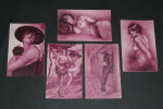 5 Cartes postales portraits de femmes curiosa sign&eacute;es Yves Die&yuml; dit Thiey. Yves Die&yuml; dit Thiey