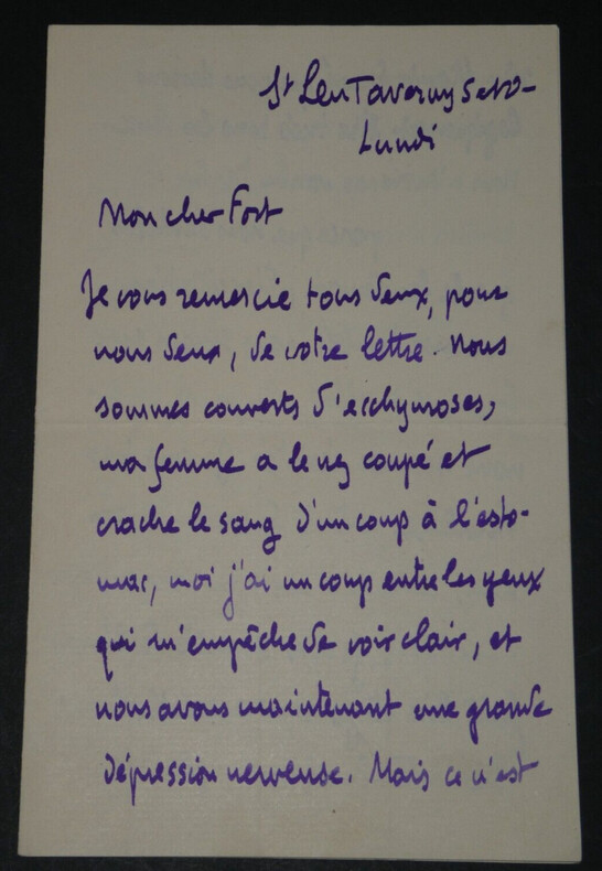 Camille MAUCLAIR - LETTRE AUTOGRAPHE SIGN&Eacute;E &agrave; Paul FORT. Camille MAUCLAIR