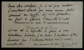 Carte de visite autographe sign&eacute;e - Horace de Carbuccia, d&eacute;put&eacute; corse. Horace de Carbuccia
