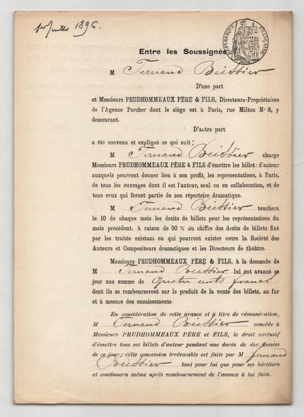 Pouvoir sign&eacute; Fernand Beissier – Collection coh&eacute;rente de 50 auteurs & musiciens. Fernand Beissier