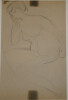 NU ACAD&Eacute;MIQUE - Dessin au crayon - Femme pensive nu - CURIOSA. Georges CHESNEAU (1883-1955)