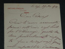 Arturo Pagliai - Peintre - Lettre autographe sign&eacute;e 1901. Arturo Pagliai
