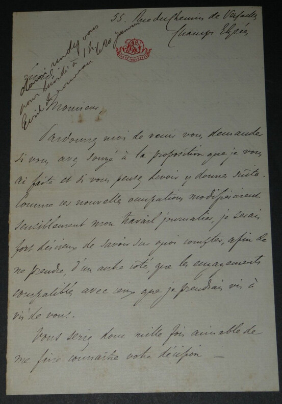 Charles Bernard DEROSNE - LETTRE AUTOGRAPHE SIGN&Eacute;E USA Colonel Ferri-Pisani. Charles Bernard DEROSNE