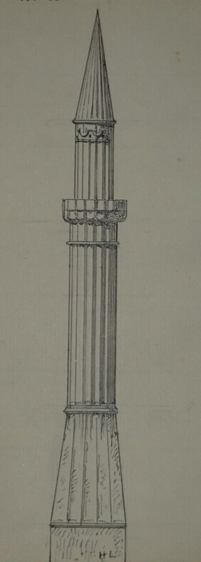 Dessin original sign&eacute; - Minaret persan - R&eacute;alis&eacute; &agrave; l'encre vers 1930. Louis Henri Laffill&eacute;e