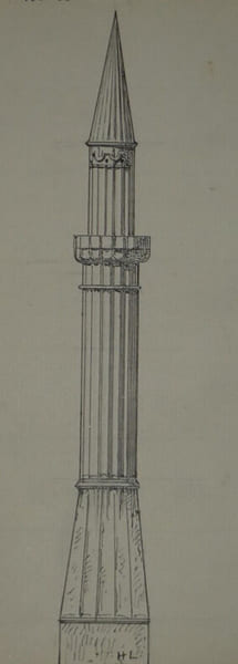 Dessin original sign&eacute; - Minaret persan - R&eacute;alis&eacute; &agrave; l'encre vers 1930. Louis Henri Laffill&eacute;e