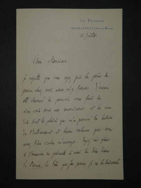 Victor Cherbuliez - LETTRE AUTOGRAPHE SIGN&Eacute;E, Prix Marcelin Gu&eacute;rin. Victor Cherbuliez