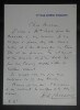 LETTRE AUTOGRAPHE SIGNEE. Auguste Paul Arthur Ch&eacute;ramy