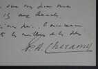 LETTRE AUTOGRAPHE SIGNEE. Auguste Paul Arthur Ch&eacute;ramy