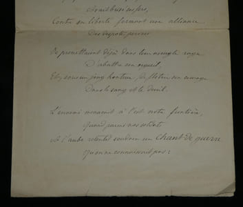 Gustave Vallat - Poème autographe signé - hommage à Rouget de Lisle - 1882