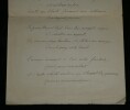Gustave Vallat - Po&egrave;me autographe sign&eacute; - hommage &agrave; Rouget de Lisle - 1882. Gustave Vallat