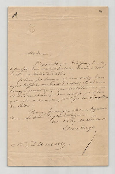 L&eacute;on Laya - Lettre autographe sign&eacute;e - Le Duc Job - 1860. L&eacute;on Laya