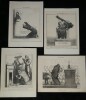 Actualit&eacute;s - clerg&eacute;, instruction, politique - 4 lithographies extraites du Charivari, mont&eacute;es sur papier verg&eacute;. Daumier, Honor&eacute;
