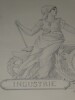 Dessin au crayon, fin XIX&egrave;me, Garret, Exposition 1889, Industrie et Agriculture, deux femmes se donnent la main. Garret