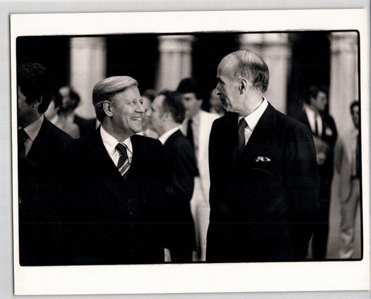 Photographie de Jimmy Carter & Val&eacute;ry Giscard durant un sommet en 1980. Jimmy Carter, Val&eacute;ry Giscard d'Estaing