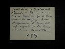 HUISMAN Georges - CARTE DE VISITE AUTOGRAPHE SIGN&Eacute;E &Agrave; Marko RISTIC. Georges Huisman