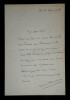 LETTRE AUTOGRAPHE SIGN&Eacute;E, 27 mars 1908. Marcel Baschet