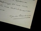 LETTRE AUTOGRAPHE SIGN&Eacute;E, 27 mars 1908. Marcel Baschet